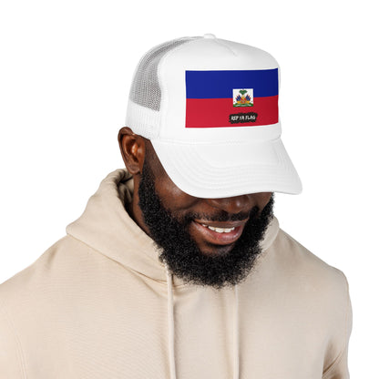 Haiti Flag Foam Trucker Hat | Haitian Pride Snapback Cap | Rep Ya Flag
