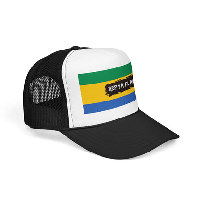 Gabon Flag Foam Trucker Hat | Gabonese Pride Snapback Cap | Rep Ya Flag