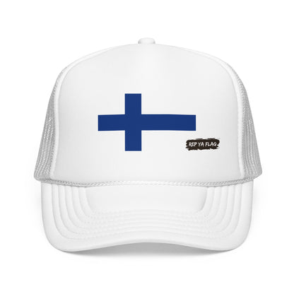 Finland Flag Foam Trucker Hat | Finnish Pride Snapback Cap | Rep Ya Flag