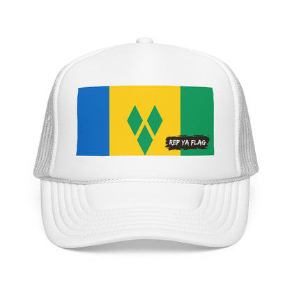 Saint Vincent and the Grenadines Flag Foam Trucker Hat | Vincentian Pride Snapback Cap | Rep Ya Flag