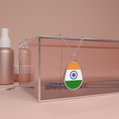 India Flag Oval Necklace | Indian Heritage Pendant | Rep Ya Flag