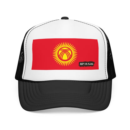 Kyrgyzstan Flag Foam Trucker Hat | Kyrgyz Pride Snapback Cap | Rep Ya Flag