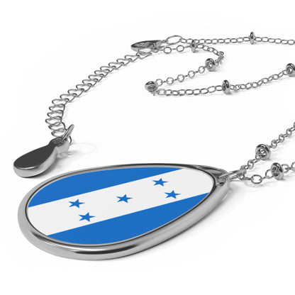 Honduras Flag Oval Necklace | Honduran Heritage Pendant | Rep Ya Flag