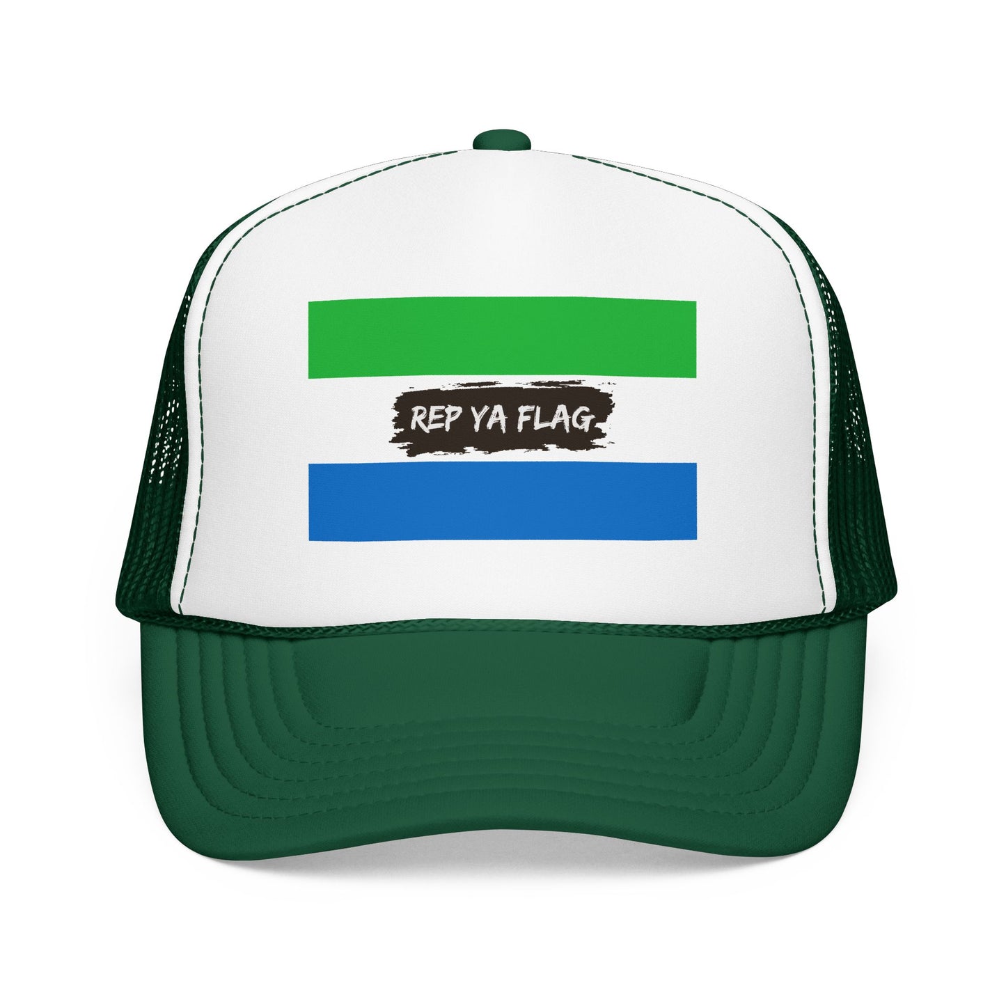 Sierra Leone Flag Foam Trucker Hat | Sierra Leonean Pride Snapback Cap | Rep Ya Flag