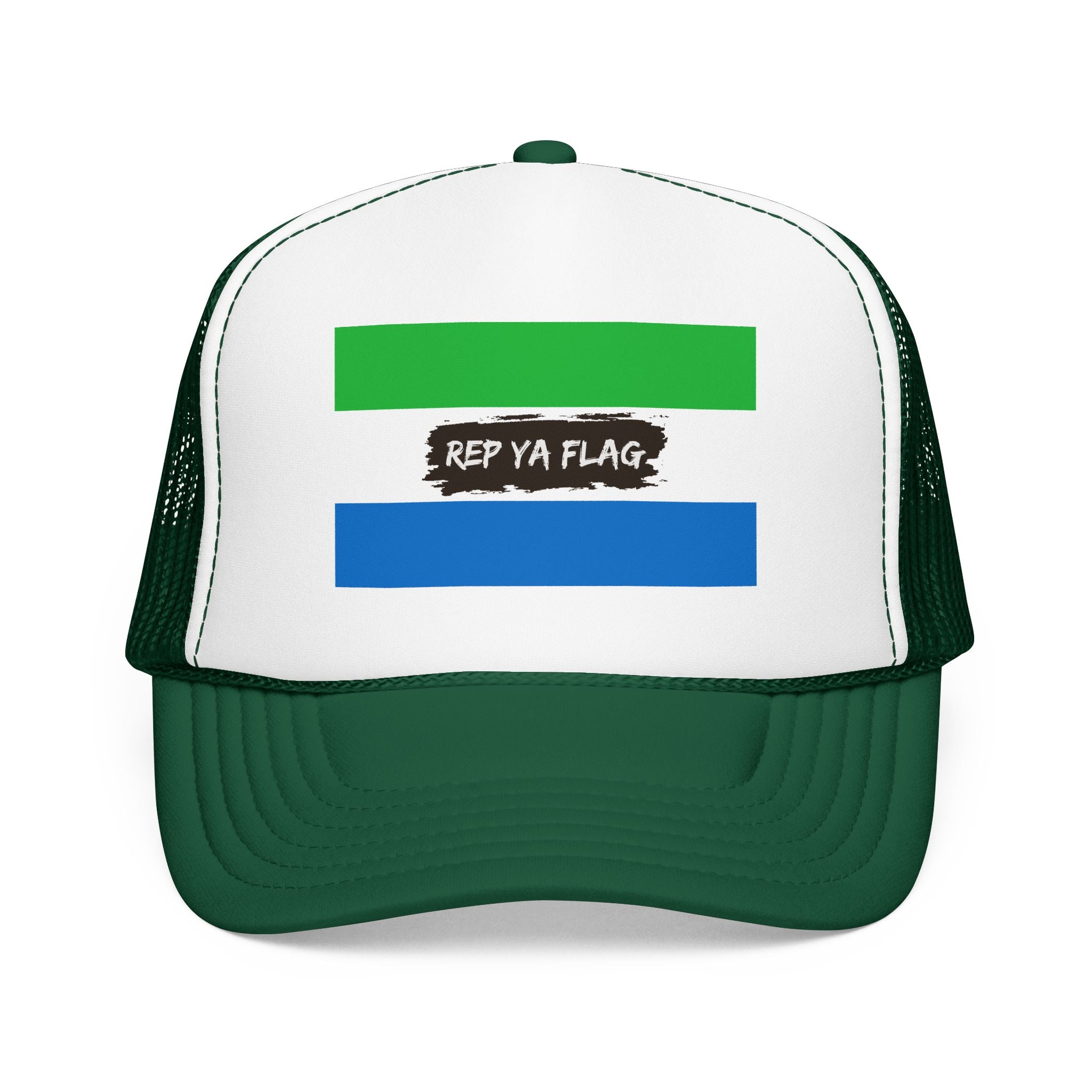 Sierra Leone Flag Foam Trucker Hat | Sierra Leonean Pride Snapback Cap | Rep Ya Flag