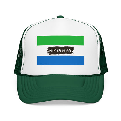 Sierra Leone Flag Foam Trucker Hat | Sierra Leonean Pride Snapback Cap | Rep Ya Flag