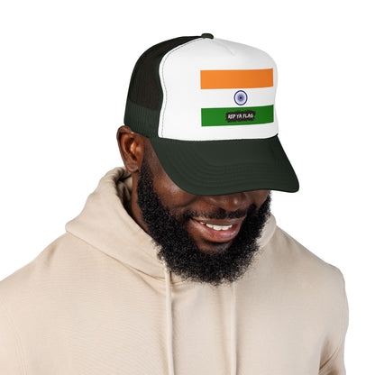 India Flag Foam Trucker Hat | Indian Pride Snapback Cap | Rep Ya Flag