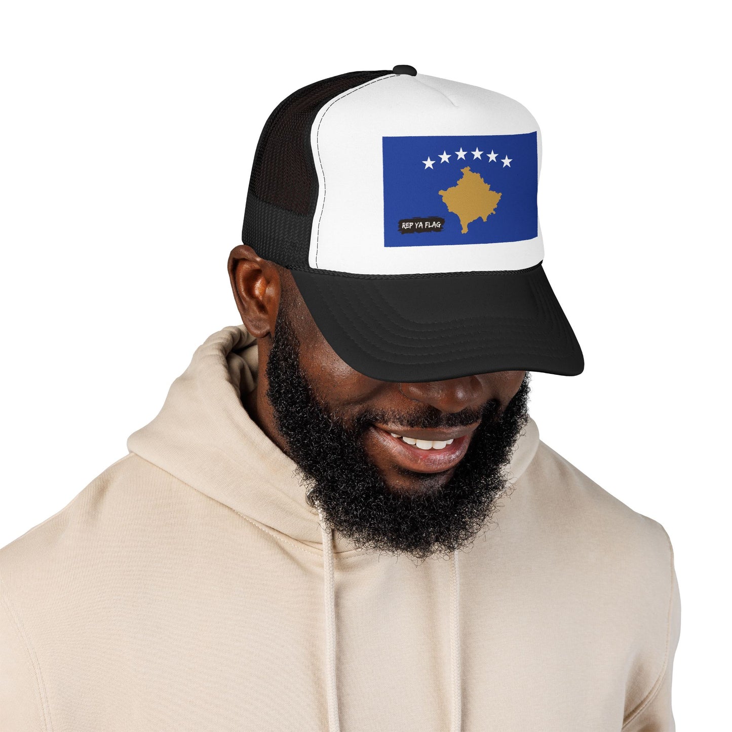Kosovo Flag Foam Trucker Hat | Kosovar Pride Snapback Cap | Rep Ya Flag
