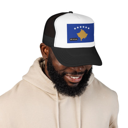Kosovo Flag Foam Trucker Hat | Kosovar Pride Snapback Cap | Rep Ya Flag
