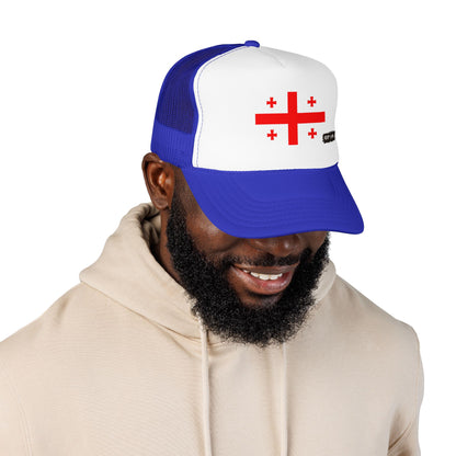 Georgia Flag Foam Trucker Hat | Georgian Pride Snapback Cap | Rep Ya Flag