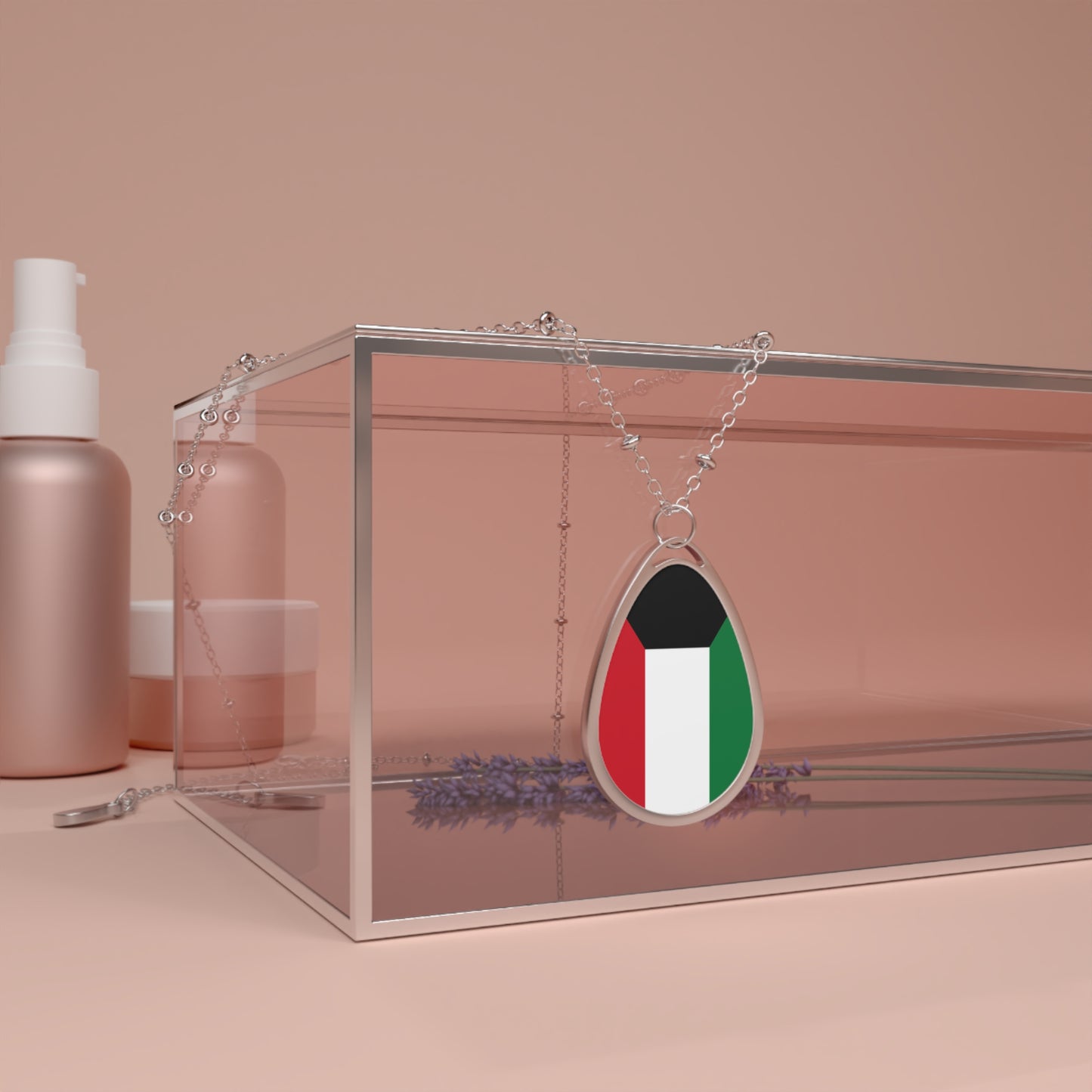 Kuwait Flag Oval Necklace | Kuwaiti Heritage Pendant | Rep Ya Flag