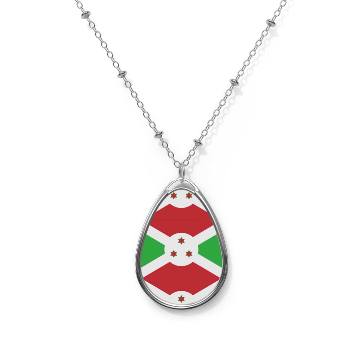 Burundi Flag Oval Necklace | Burundian Heritage Pendant | Rep Ya Flag