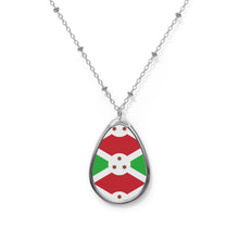 Burundi Flag Oval Necklace | Burundian Heritage Pendant | Rep Ya Flag