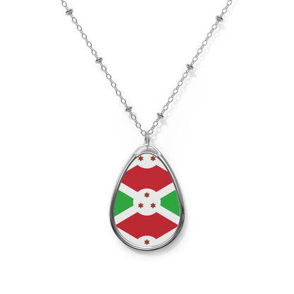 Burundi Flag Oval Necklace | Burundian Heritage Pendant | Rep Ya Flag