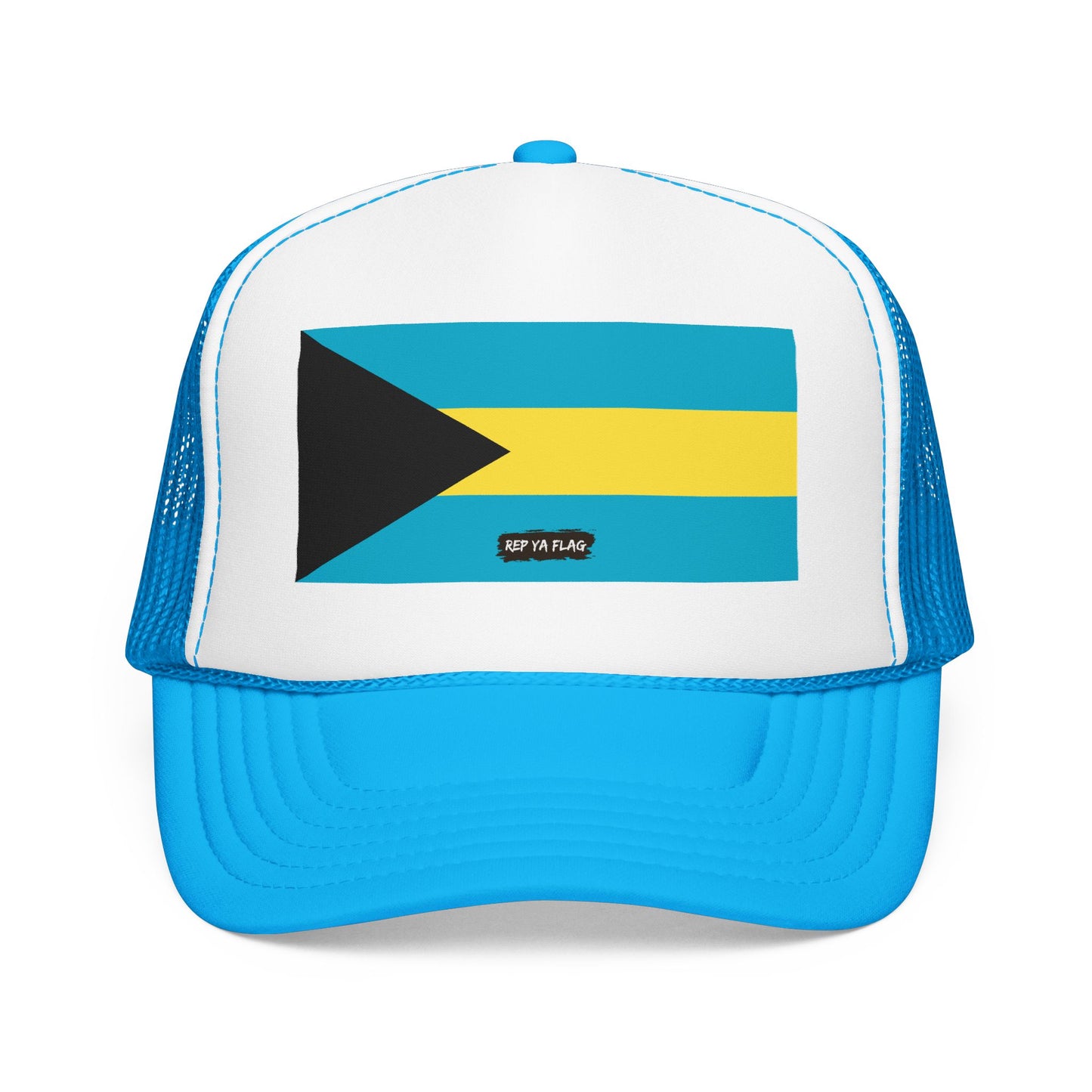 Bahamas Flag Foam Trucker Hat | Bahamian Pride Snapback Cap | Rep Ya Flag