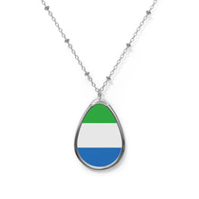 Sierra Leone Flag Oval Necklace | Sierra Leonean Heritage Pendant | Rep Ya Flag