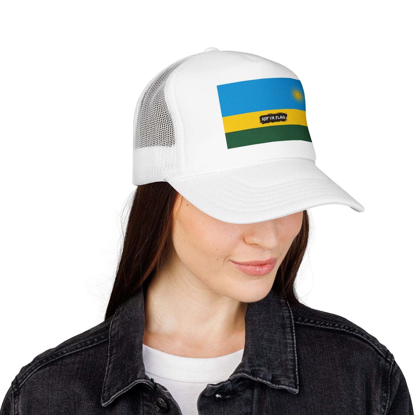 Rwanda Flag Foam Trucker Hat | Rwandan Pride Snapback Cap | Rep Ya Flag