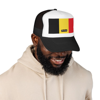 Belgium Flag Foam Trucker Hat | Belgian Pride Snapback Cap | Rep Ya Flag