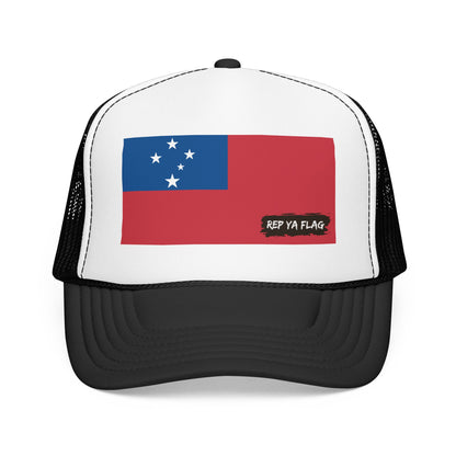 Samoa Flag Foam Trucker Hat | Samoan Pride Snapback Cap | Rep Ya Flag