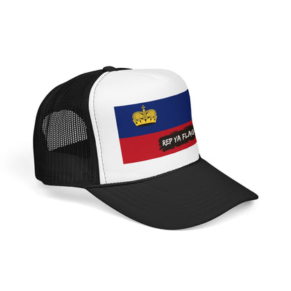 Liechtenstein Flag Foam Trucker Hat | Liechtensteiner Pride Snapback Cap | Rep Ya Flag