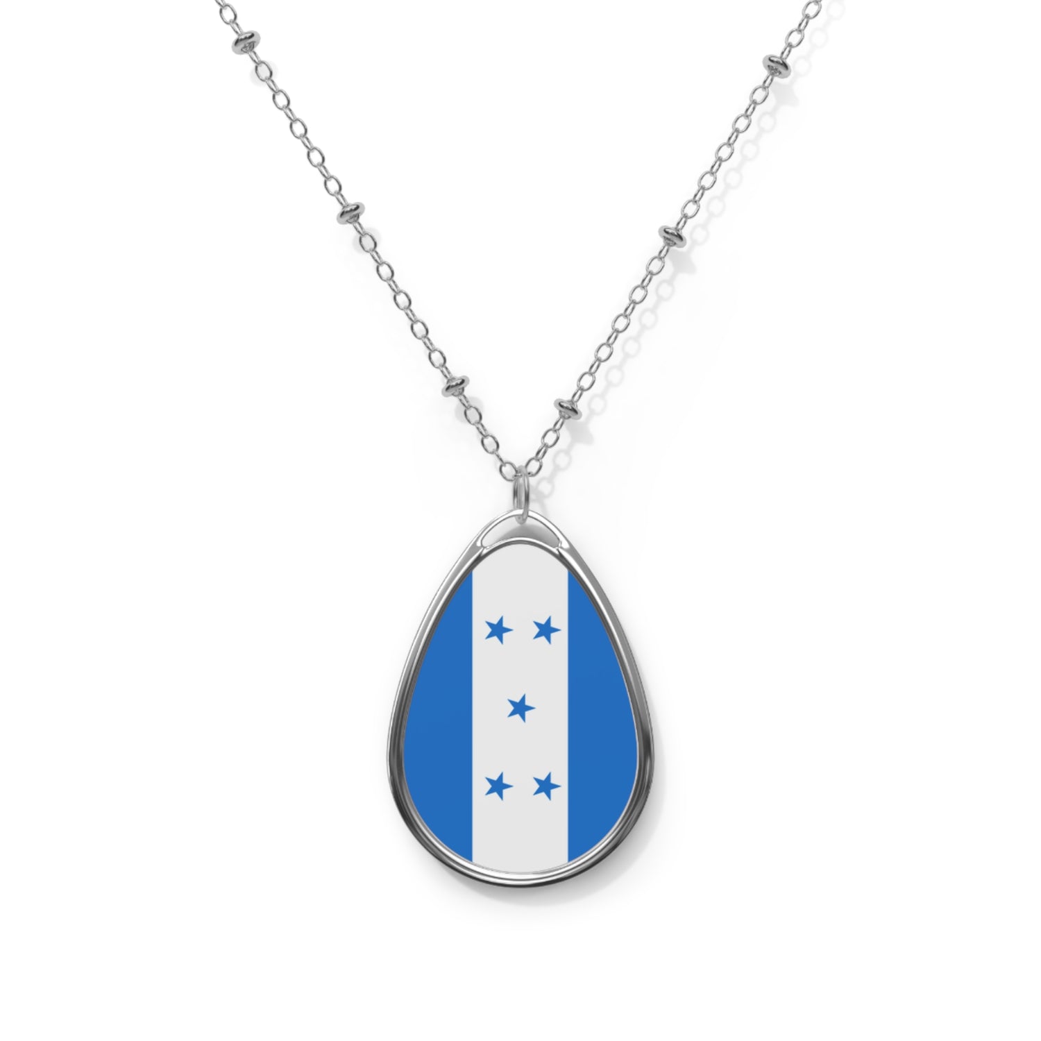 Honduras Flag Oval Necklace | Honduran Heritage Pendant | Rep Ya Flag