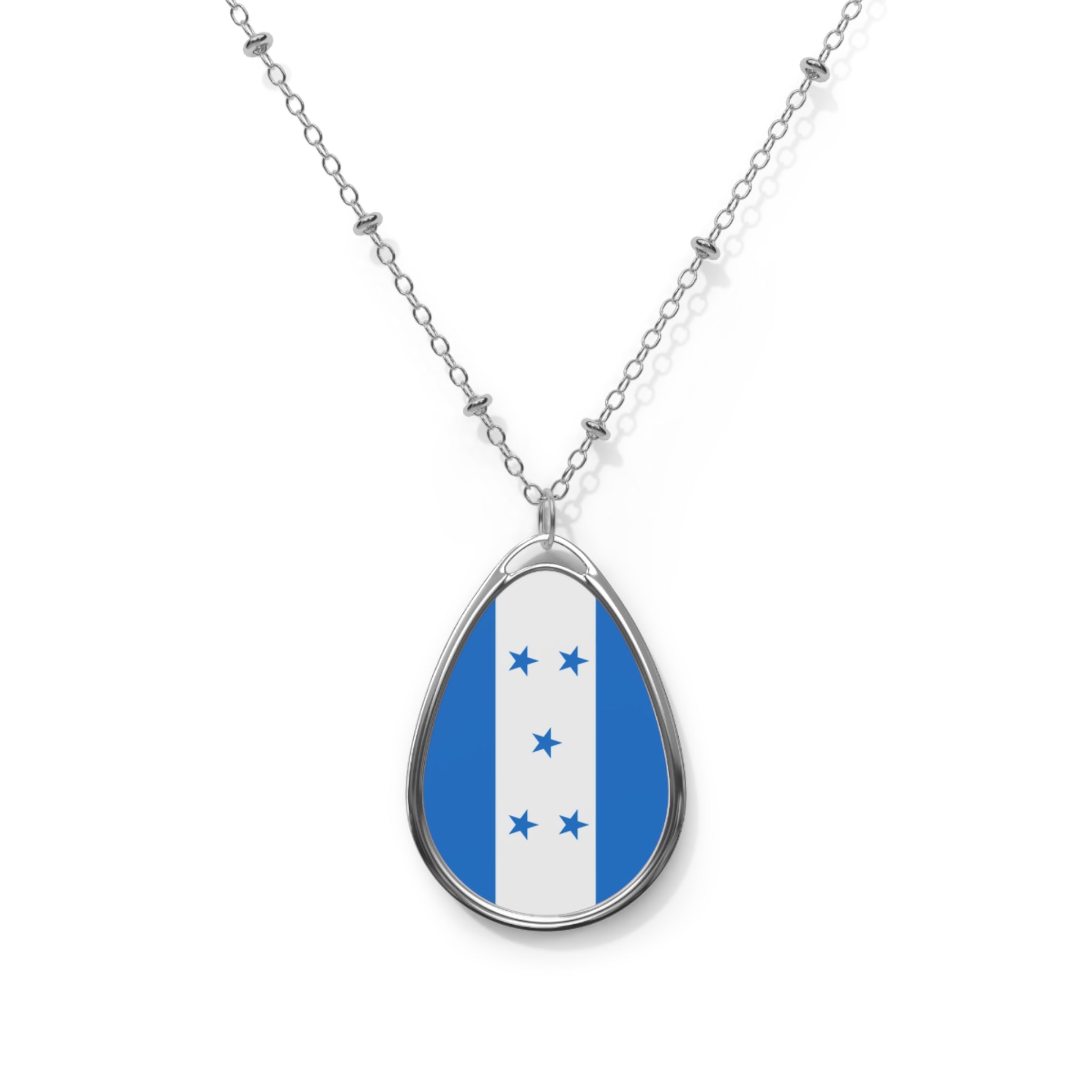Honduras Flag Oval Necklace | Honduran Heritage Pendant | Rep Ya Flag