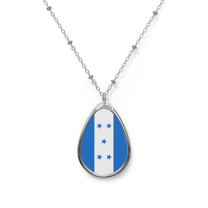 Honduras Flag Oval Necklace | Honduran Heritage Pendant | Rep Ya Flag