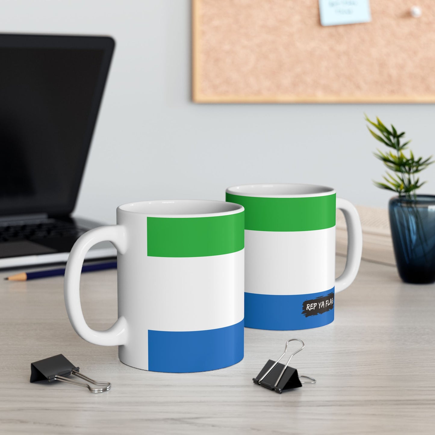Sierra Leone Flag Coffee Mug 11oz & 15oz | Sierra Leonean Heritage Ceramic Coffee Tea Mug | Rep Ya Flag