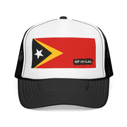 Timor-Leste Flag Foam Trucker Hat | Rep Ya Flag design