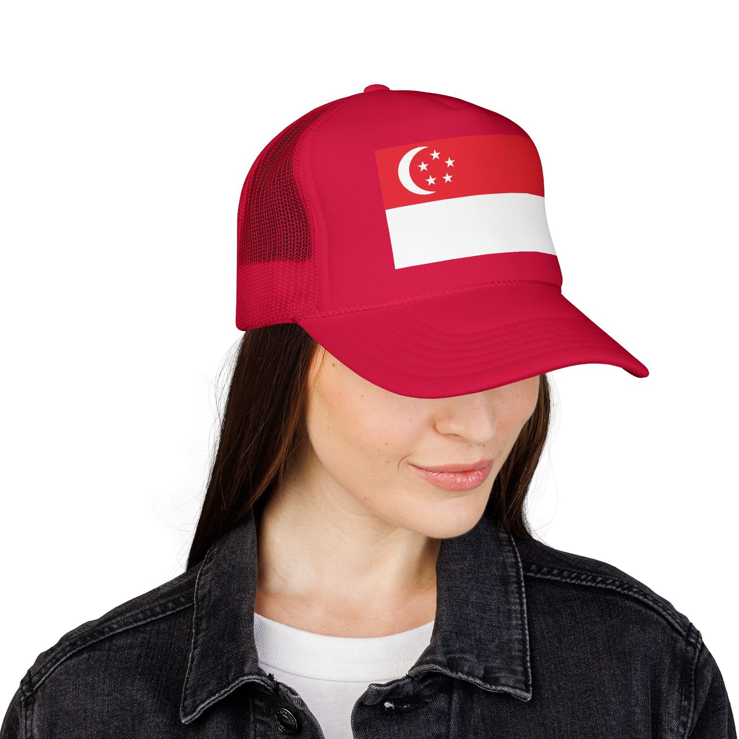 Singapore Flag Foam Trucker Hat | Singaporean Pride Snapback Cap | Rep Ya Flag