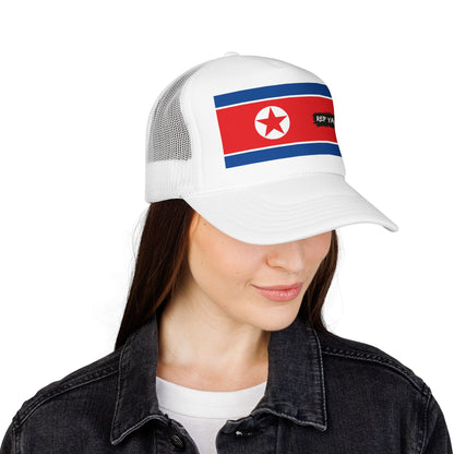 North Korea Flag Foam Trucker Hat | North Korean Pride Snapback Cap | Rep Ya Flag