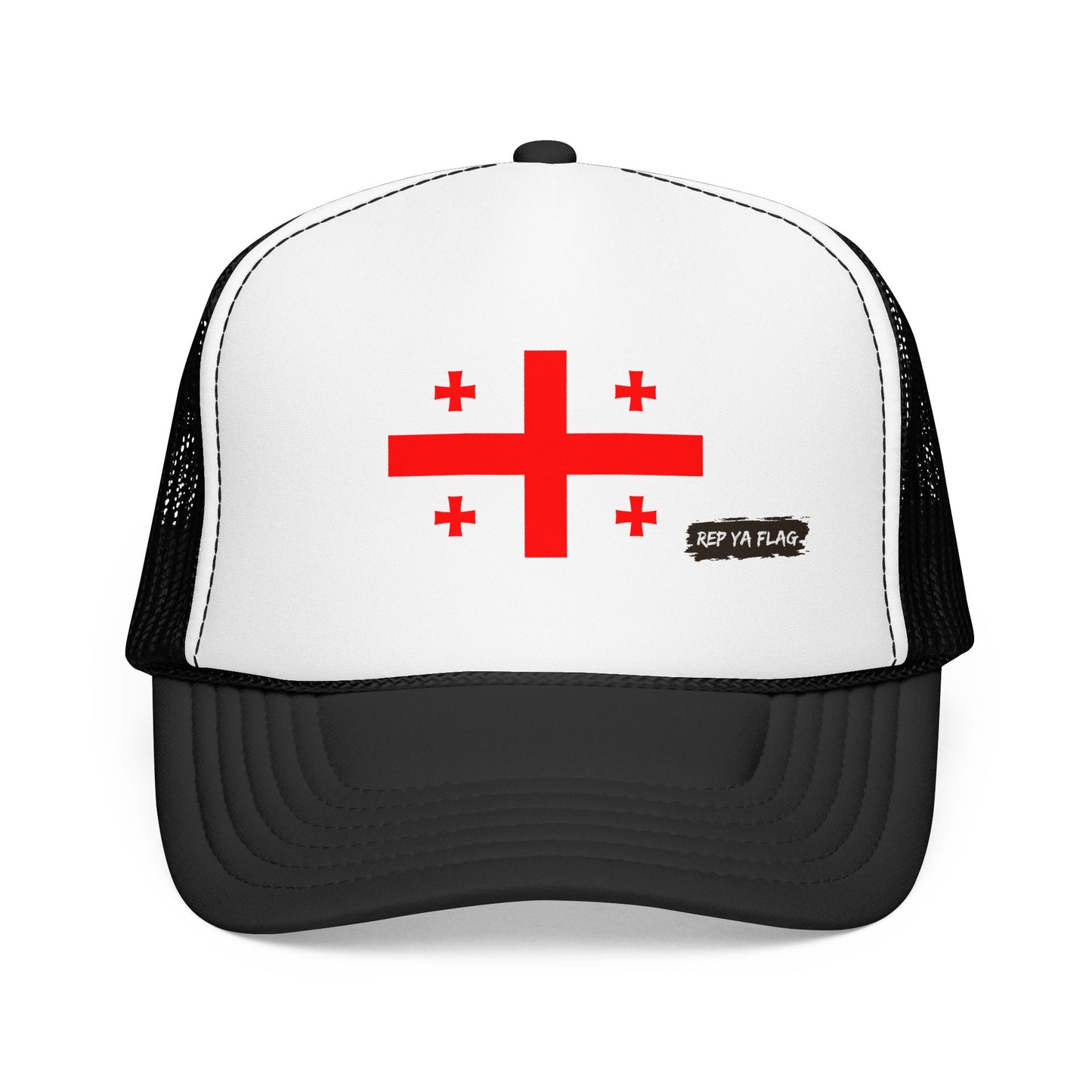 Georgia Flag Foam Trucker Hat | Georgian Pride Snapback Cap | Rep Ya Flag