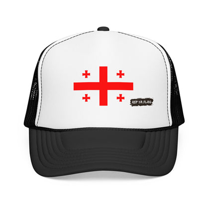 Georgia Flag Foam Trucker Hat | Georgian Pride Snapback Cap | Rep Ya Flag