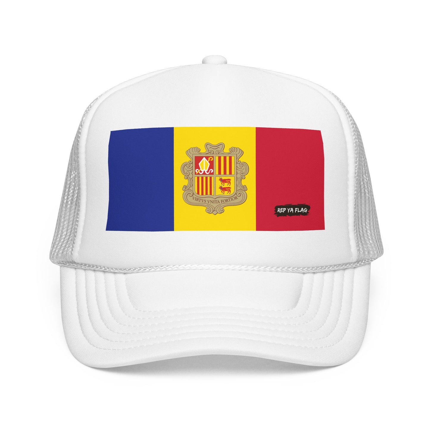 Andorra Flag Foam Trucker Hat | Andorran Pride Snapback Cap | Rep Ya Flag