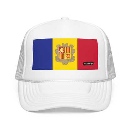 Andorra Flag Foam Trucker Hat | Andorran Pride Snapback Cap | Rep Ya Flag
