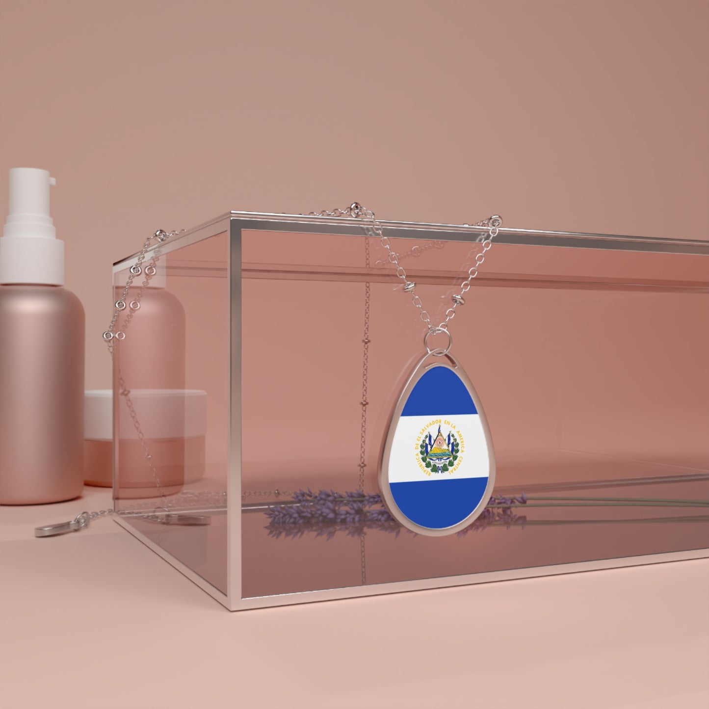 El Salvador Flag Oval Necklace | Salvadoran Heritage Pendant | Rep Ya Flag