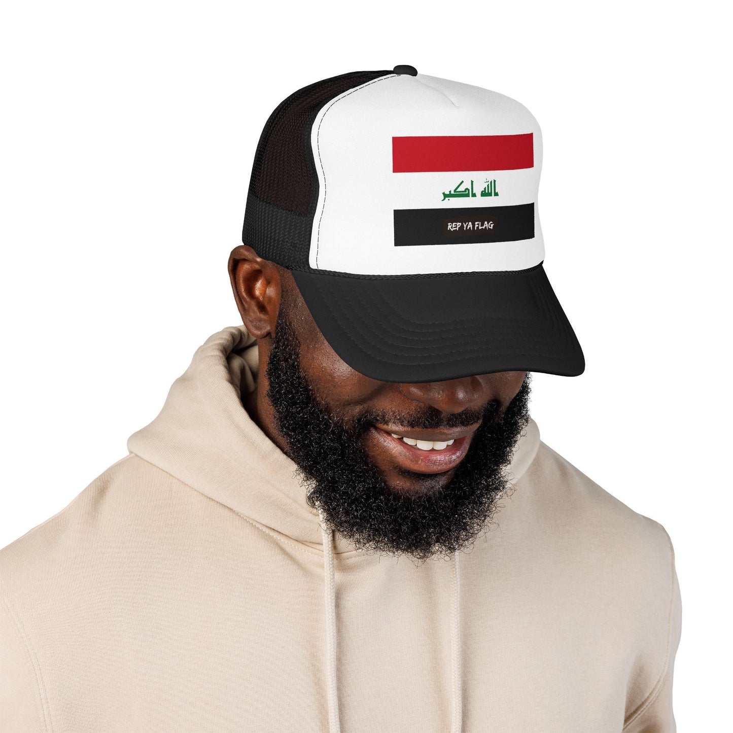 Iraq Flag Foam Trucker Hat | Iraqi Pride Snapback Cap | Rep Ya Flag