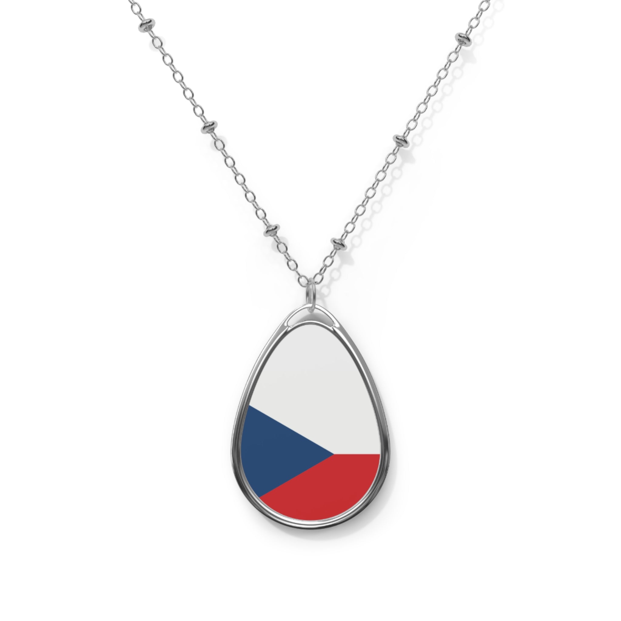Czech Republic (Czechia) Flag Oval Necklace | Czech Heritage Pendant | Rep Ya Flag