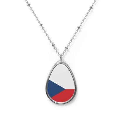 Czech Republic (Czechia) Flag Oval Necklace | Czech Heritage Pendant | Rep Ya Flag