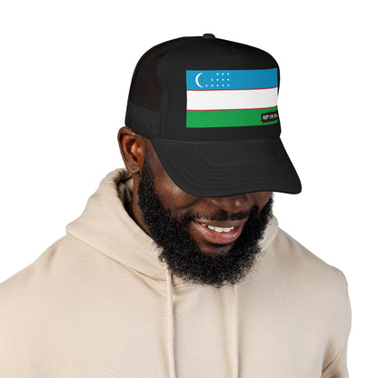 Uzbekistan Flag Foam Trucker Hat | Rep Ya Flag design