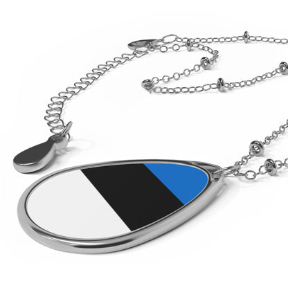 Estonia Flag Oval Necklace | Estonian Heritage Pendant | Rep Ya Flag