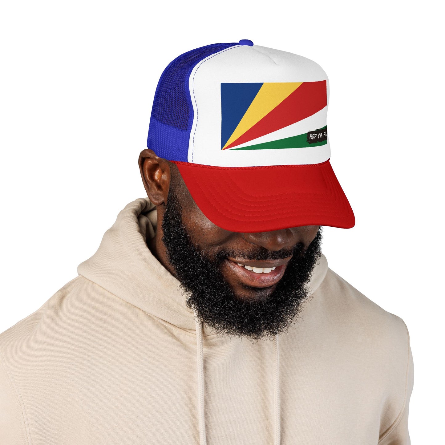 Seychelles Flag Foam Trucker Hat | Seychellois Pride Snapback Cap | Rep Ya Flag