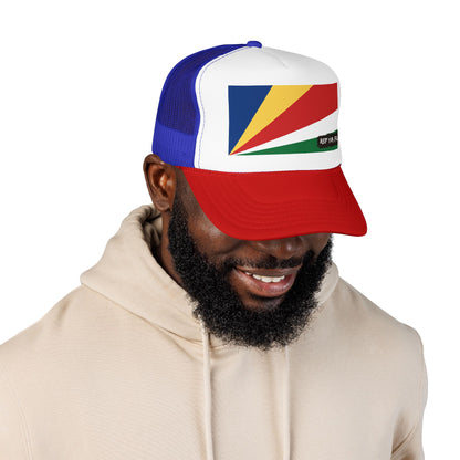Seychelles Flag Foam Trucker Hat | Seychellois Pride Snapback Cap | Rep Ya Flag