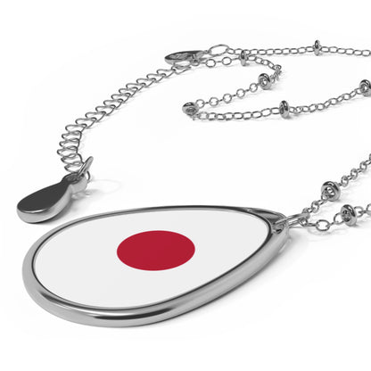 Japan Flag Oval Necklace | Japanese Heritage Pendant | Rep Ya Flag
