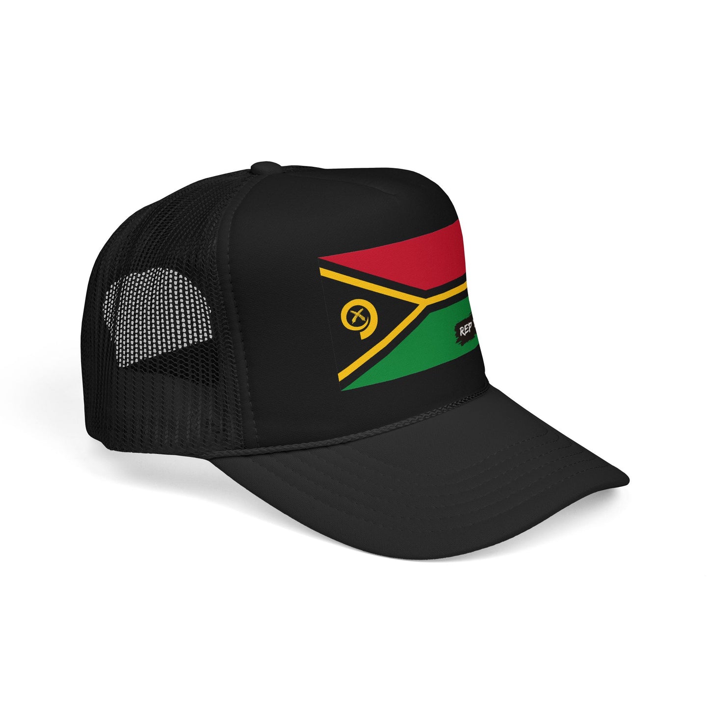 Vanuatu Flag Foam Trucker Hat | Rep Ya Flag design