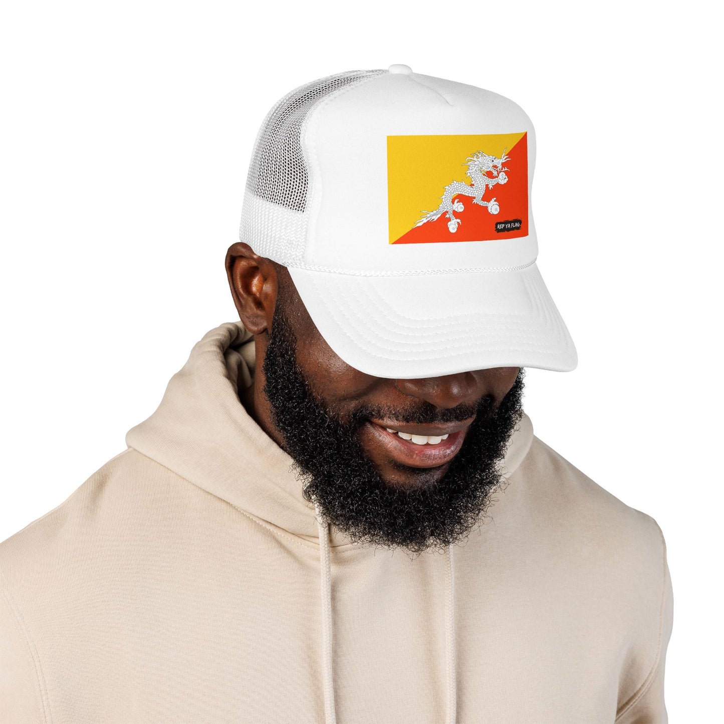 Bhutan Flag Foam Trucker Hat | Bhutanese Pride Snapback Cap | Rep Ya Flag