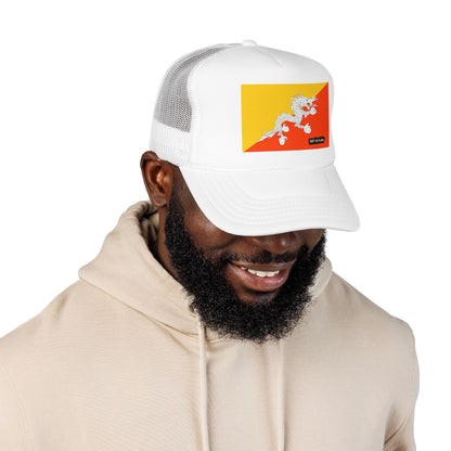 Bhutan Flag Foam Trucker Hat | Bhutanese Pride Snapback Cap | Rep Ya Flag