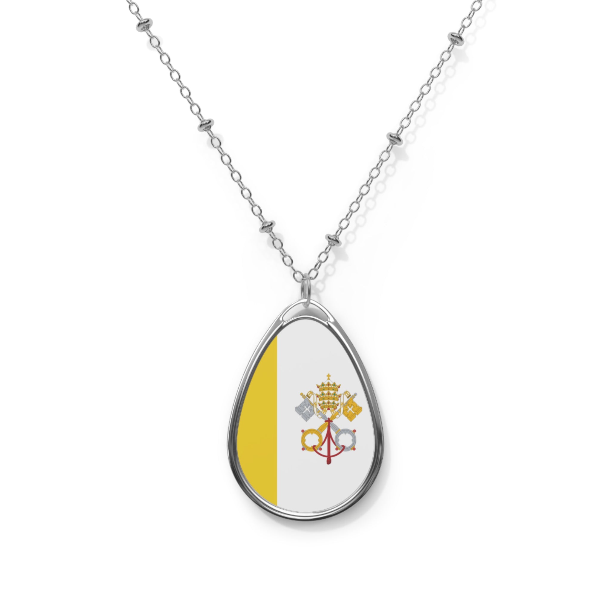 Vatican City Flag Oval Necklace