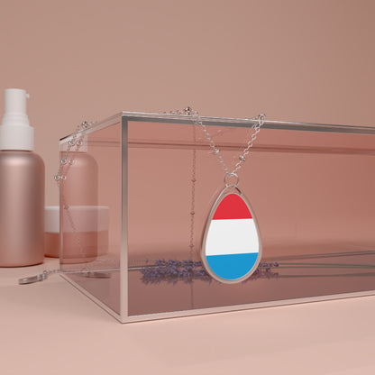 Luxembourg Flag Oval Necklace | Luxembourg Heritage Pendant | Rep Ya Flag
