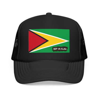 Guyana Flag Foam Trucker Hat | Guyanese Pride Snapback Cap | Rep Ya Flag
